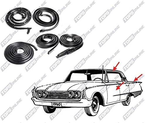 TopsOnline 5 Piece Weather Seals Kit for 2-Door Hardtop Model, Fits 1963 and 1964 Pontiac Bonneville, Grand Prix & Catalina