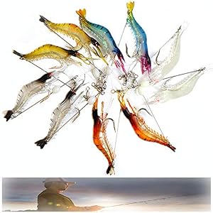 Xkfgcm 10 Morceaux Appât à Crevettes En Pvc Leurre De Crevettes Lumineux Doux Leurres De Pêche En Silicium Doux Leurres Glow Squid Hooks Pêche Avec Crochets Perles Articles De Pêche Leurres Lifelike