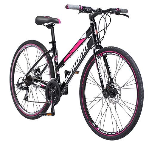 Hybrid Bike Fits Riders 5’4″ to 6’2″ in Height, 700c Wheels, 21 Speeds Provide Quick, Smooth Gear Changes, Women Frame, Black