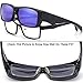 CAXMAN Polarized Fit Over Glasses Sunglasses for Prescription Glasses, Small Size, Black Frame with Blue Mirrored Lens, 100% UV Protection