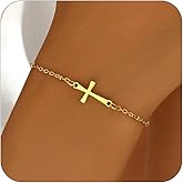 Nawflue Cross Bracelet for Women, 18K Gold Plated Dainty Pearl Beaded Cross Bracelets, Adjustable Stainless Steel Trendy Wedding Bridesmaid Jewelry, Christmas Gifts