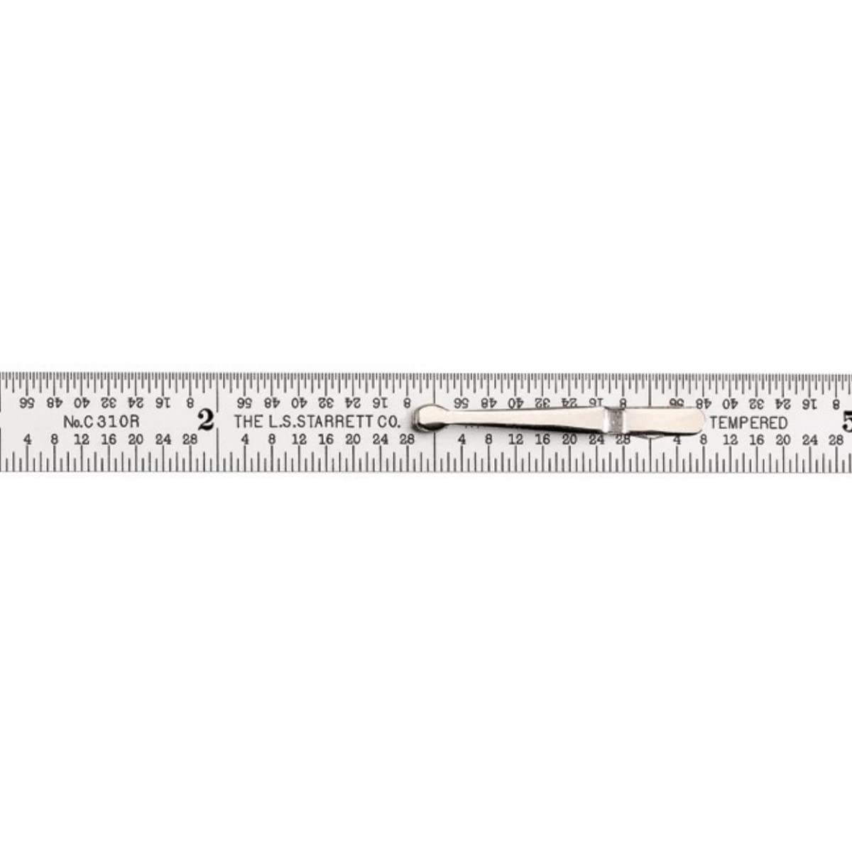 Starrett C310K-6 Full Flexible Steel Rule With Inch Graduations And Pocket Clip, 6" Length, 1/2" Width, 1/64" Thickness