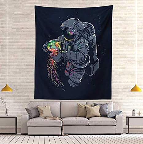 DHLZ Tapiz de Pared Colgante Astronauta Tapices Galaxy Luna Tierra