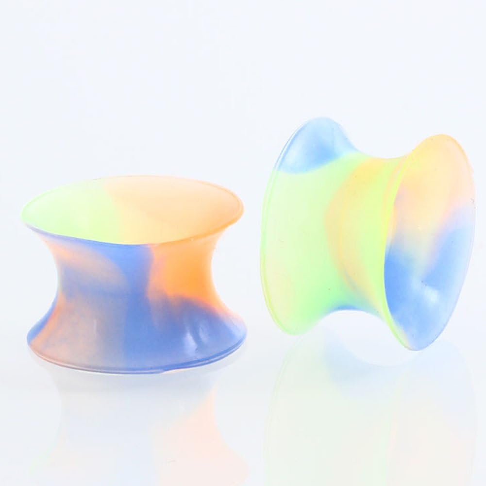HuaCan 20 Pcs Silicone Ear Tunnels, Flesh Tunnels Ear Stretchers Plugs Double Flared Flexible Gauge Kit 0ga/8mm - Image 5