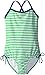 Kanu Surf Girls' Layla Beach Sport Banded 1 Piece Swimsuit, Bali Green Stripe, 12