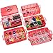 LifeSmart USA Stackable Storage Container Red 50 Adjustable Compartments Compatible with Lego Dimensions LOL Surprise Littlest Pet Shop Arts and Crafts and More (5 Tier)