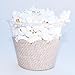 Cupcake Wrappers - Burlap Damask Wedding, Rustic Lace Bridal & Boho Baby Shower, Country Girl Princess Birthday Party Decorations, Reversible Neutral Gender Dessert Wraps (Beige, Yellow, 24 Count)