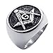 KONOV Embossed Stamped Freemason Masonic Stainless Steel Black Enamel Mens Ring, Size 10