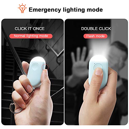Personal Security Alarm Keychain with LED Flashlight for Women and Seniors - USB Chargable Safe Personal Scream Alarm Emergency Self Defense Alarm Safety Alert for Girls Kids and Men