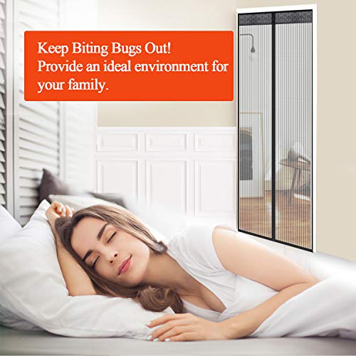 Veidoo Magnetic Screen Door, Self Sealing, Hands Free, Heavy Duty Mesh Curtain with Hook & Loop Fastener to the Door Frame Fits Door Size Up to 34 x 82 inch Max, protect your home against Bug Mosquito