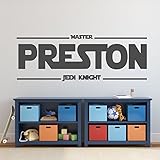 Personalized Name Wall Decals, Star Wars Master Jedi Knight Vinyl Sticker for Bedroom, Nursery, Children's Playroom