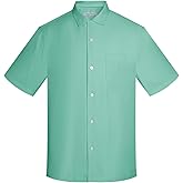 Havana Breeze Men's Silk Hawaiian Short Sleeve Button Down Shirt Casual Tropical Holiday Beach Shirts