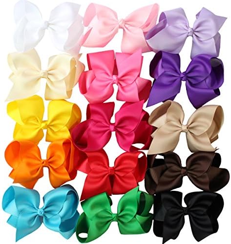 Large Hair Bows for Girls, iBiubiu 15PCS 7inch Big Bow Clip Boutique for Girls