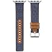 SKYLET Bands Compatible with Apple Watch, 38mm/42mm Canvas Fabric Genuine Leather Straps with Metal Clasp Compatible with Apple Watch Series 4 40mm/44mm Series 2 Series 1 Series 3 Edition (No Tracker)