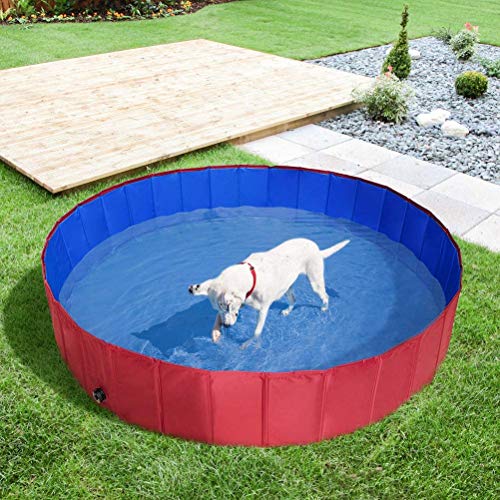 Foldable Dog Swimming Pool Bathing Tub - Portable Pet Paddling Pool for Large Dogs Cats and Children Kids Indoors Outdoors Using, X-Large
