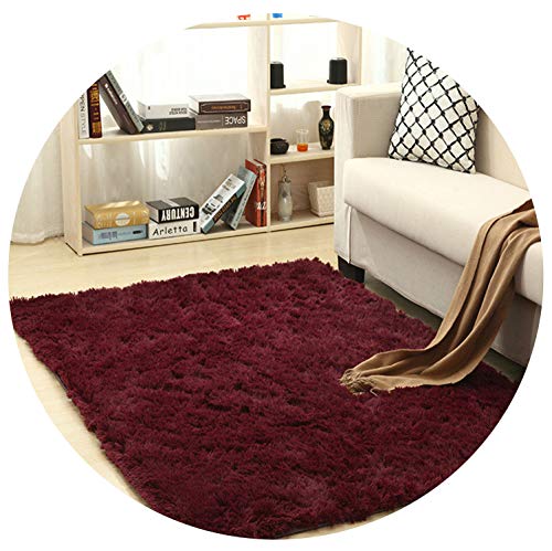 Super Soft Silk Wool Rug Indoor Modern Shag Area Rug Silky Rugs Bedroom Floor Mat Baby Nursery Rug Children Carpet,Burgundy,200X300cm