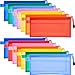 Bememo 14 Pieces 7 Colors Waterproof Zipper Pouch Pen Pencil Pouch Plastic Double Layer File Bag