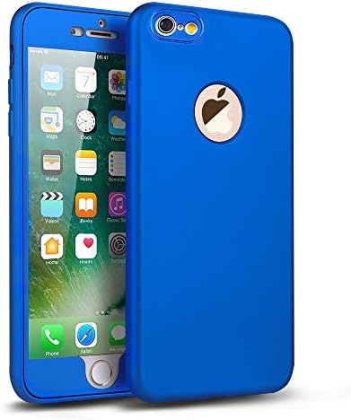 iPhone 6 Plus, 6s Plus Case, Monova Ultra Slim Soft 360 Degree Full Cover Protective Fingerprint Resistant Matte TPU Case with [Tempered Glass Screen Protector] for iPhone 6/6s Plus (Blue)