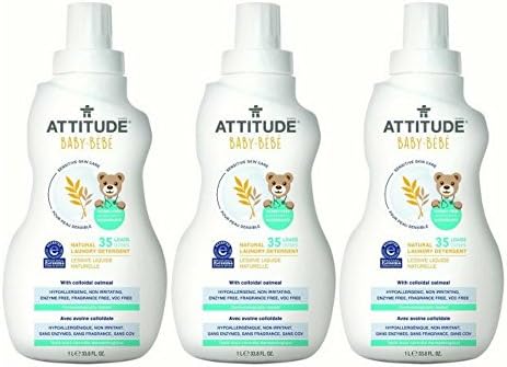 Attitude Natural Laundry Detergent Baby, Fragrance Free, 33.8 Fluid Ounce (3 pack)