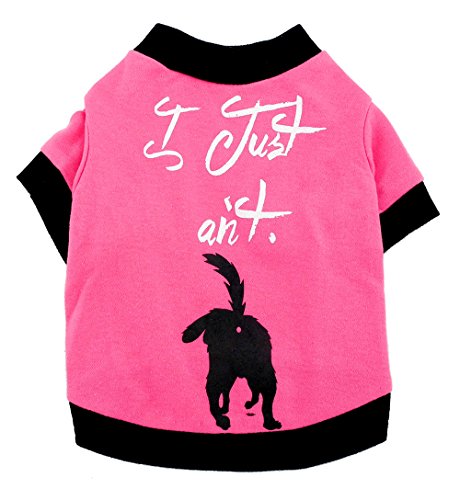 SMALLLEE_LUCKY_STORE Pet Clothes for Small Dog Cat 100% Cotton Wolf Print Shirt T-shirt Pink