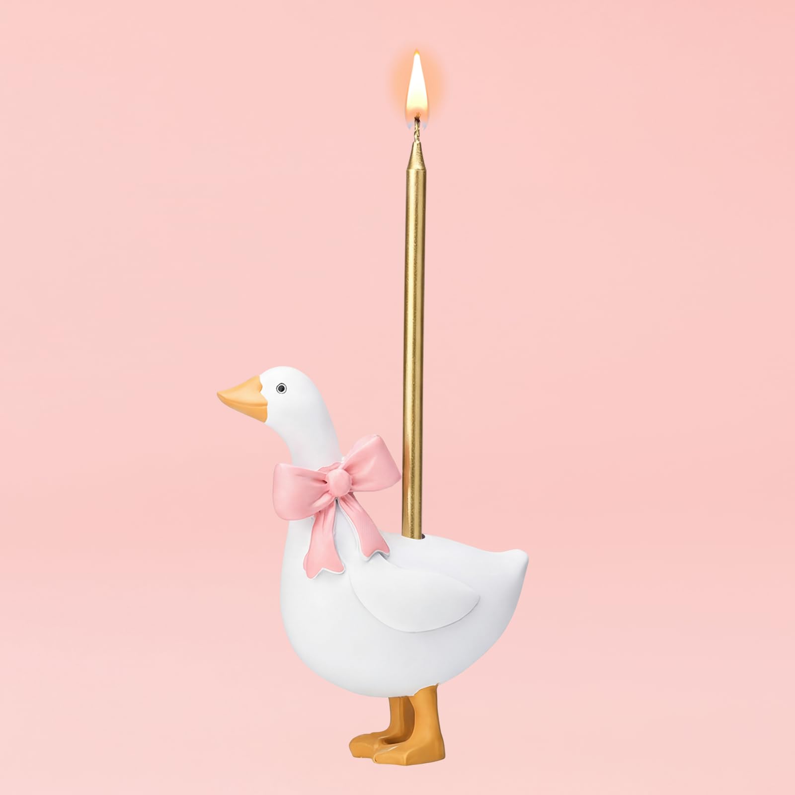 Photo 1 of LemonRoad Silly Goose Birthday Decor Silly Goose Cake Candle Holder Candlestick Holder 3.15 Inch Elegant with Pink Bow Cake Topper Stand Candlestick for Birthday Baby Shower Party Celebration