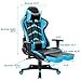 Furmax Gaming Chair High Back Office Racing Chair, Ergonomic Swivel Computer Chair Executive Leather Desk Chair with Footrest, Bucket Seat and Lumbar Support (Blue)