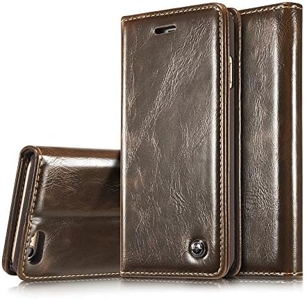 iPhone 6s Plus Case,6s Plus Wallet Case,AKHVRS Genuine Leather Magnet Cover Wallet Leather Case Flip Cover Folio Case [Card Slot][Wallet][Magnetic Closure] for iPhone 6 Plus /6s Plus 5.5" (Brown)