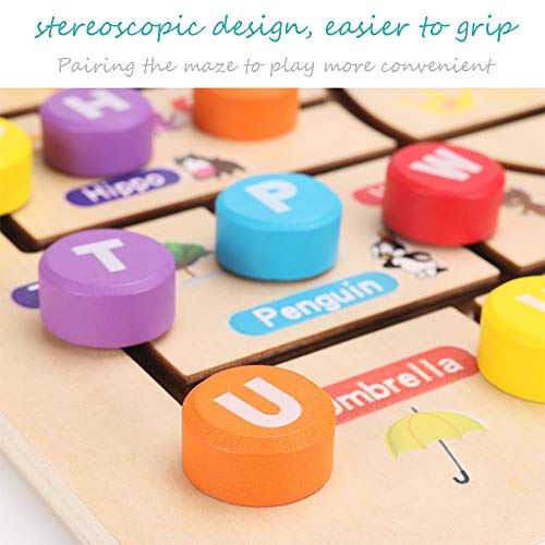 FANSUSENKE ABC Alphabet Montessori Toys for Toddlers Kids Wooden Puzzle Learning Toys Early Developmental Activity Encourages Fine Motor Skills and Color Recognition for Babies Ages 3 + - Thumbnail 2