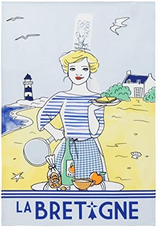 Coucke French Cotton Digitally Printed Towel French Collection, Bretagne (Beach), 20-Inches by 30-Inches, Multi-colored