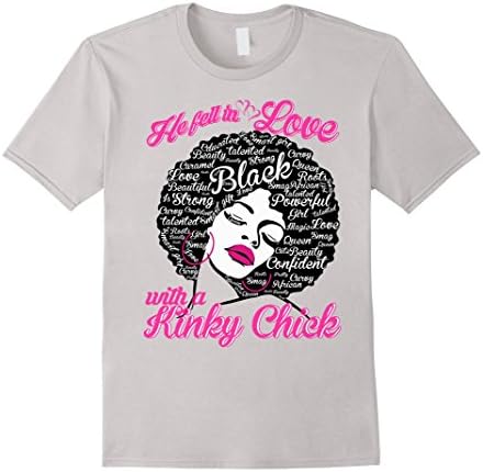 Mens Kinky Chick Black Girl Afro Word Art Natural Hair T-Shirt 3XL Silver