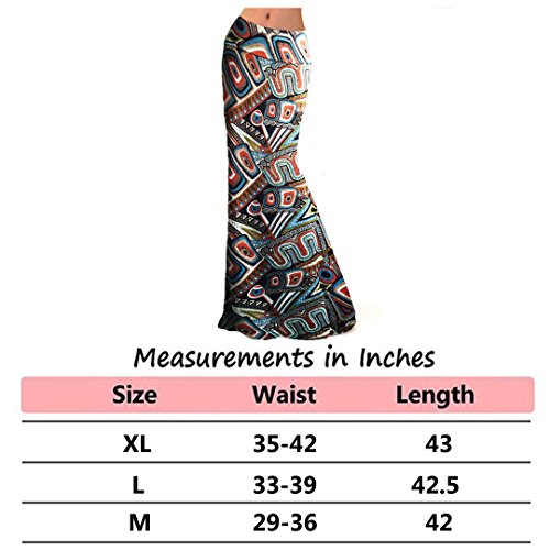 Women Glamorous High Waist Summer Beach Flower Skirt Maxi Skirt Long Skirt(Retro Print), M - Thumbnail 2