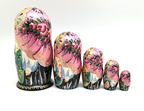 Unique Russian Nesting dolls Fairy Tale Cinderella Hand painted set Home decor Art Handcrafted