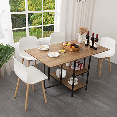 KOTPOP Folding Dinner Table, Drop Leaf Folding Extension Dinner