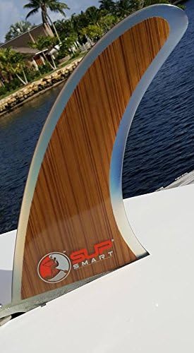Wooden Fin - Single Fin in Center for Stand Up Paddle Boards - 9" or 10" with No Dirt and No Bubbles Inside These SUP Fins. Fiberglass with Wooden Core can Provide More Strength.