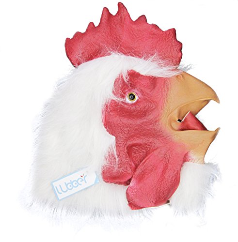 Lubber Rooster Latex Animal Head Mask For Costume (Red)