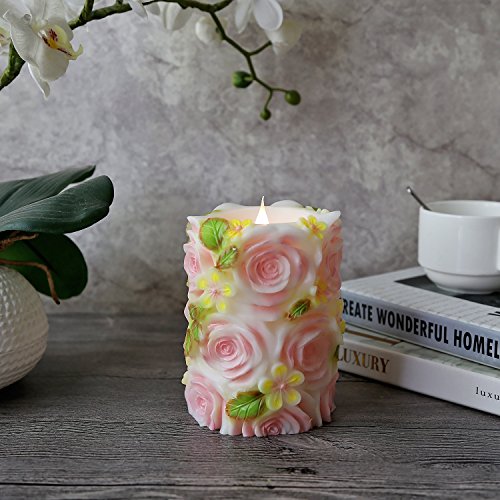 simpdecor Moving Wick LED Candles 3D Flickering Pillar Flameless Candle Battery Operated Candle