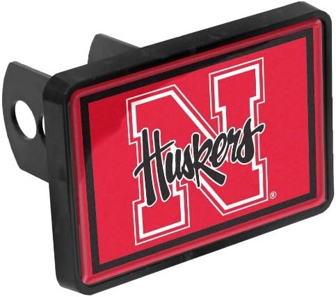 University of Nebraska Huskers "Domed Nโ Emblem Plastic Trailer Hitch Cover Universal Size Fits 1-1/4 or 2 Inch Auto Car Truck Receiver with NCAA College Sports Logo