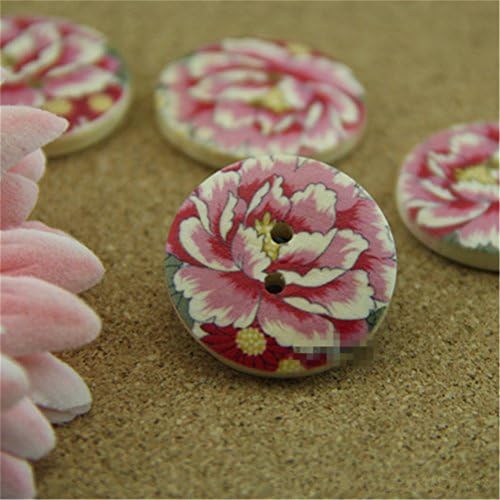 Blanche Lynn 2 Hole Bakelite Buttons Beautiful Round Shape Peony Pattern Buttons Bakelite Buttons, Buttons for Sewing and Crafting (25 Pcs in One Pack), Organza Bag As a Gift