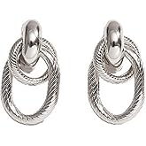 Gold Knotted Drop Dangle Earrings for Women,Silver Geometric Large Chunky Metal Twist Earrings,Statement Thick Link Jewelry Gifts for Party