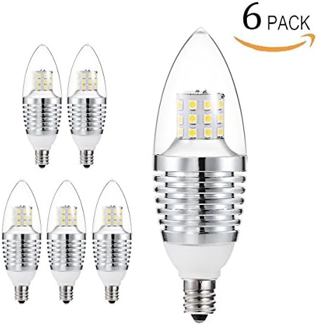 New Galaxy Lighting 7W LED Chandelier Candelabra Light Bulb, E12 Base 60 Watt Equivalent, 6000K Daylight White, Pack of 6