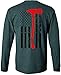 Patriot Apparel Thin Red Line T-Shirt Axe Design Long Sleeve Tee LS (Large, Grey)