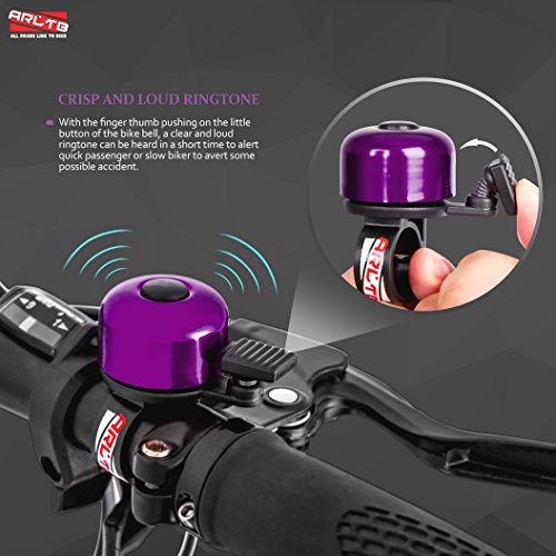 Arltb Aluminum Alloy Bicycle Bell (4 Colors) Bike Bell Ring Horn Accessory Clear and Loud Ringtone Alert Fits for Boys Girls Kids Mountain Road Bike Fits 20mm-22mm Handlebar (Purple)