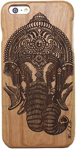 Laser Engraved "Tibetan Elephant" Pattern Unique Eco-Friendly 100% Hand-made Real Natural Wood Hard Shell Case for New iPhone 6 Plus (5.5" Screen) (Elephant GMWD-I6PA-1)