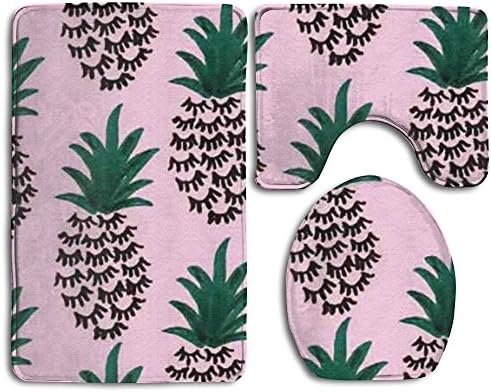 Fwyxx Cute Eyelash Pineapple 3 Piece Bath Mat Anti-mite Bathroom Rugs Toilet Mat Set Bathroom Accessories