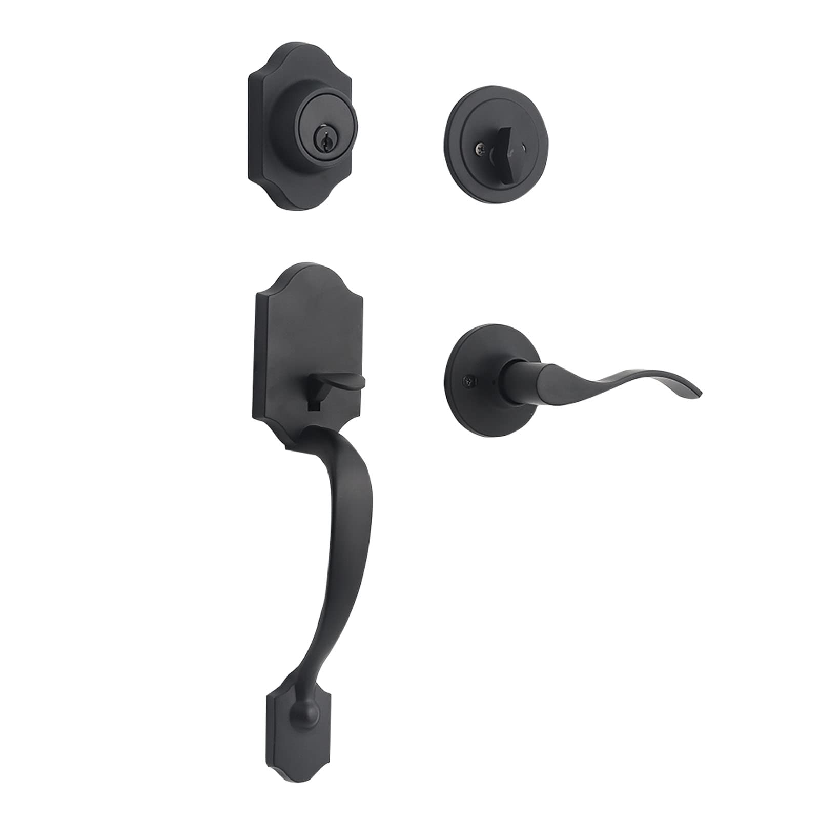 GUA OYH Door Handle Set - Matte Black Exterior Handle Lever for Front or Office Door (L16511-B-S721) — image 1