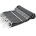 Essential Turkish Towel Peshtemal in 100% Cotton for Beach Bath Swimming Pool Yoga Pilates Picnic Blanket Scarf Wrap Hammam Fouta Turkish Bath Towels Beach Towel (Black)