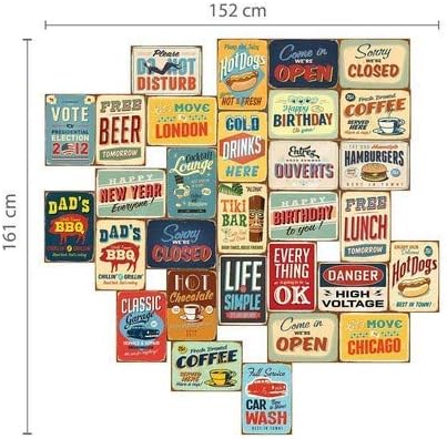 WALPLUS Collage Mural Artistic Creations Picture Room Decor Vintage-Inspired Kit Prints Album Covers Posters Unique Indie Dorm Photo Display for Vintage Metal Signs Art Retro Classic 30 PCS A4 Size - Image 3