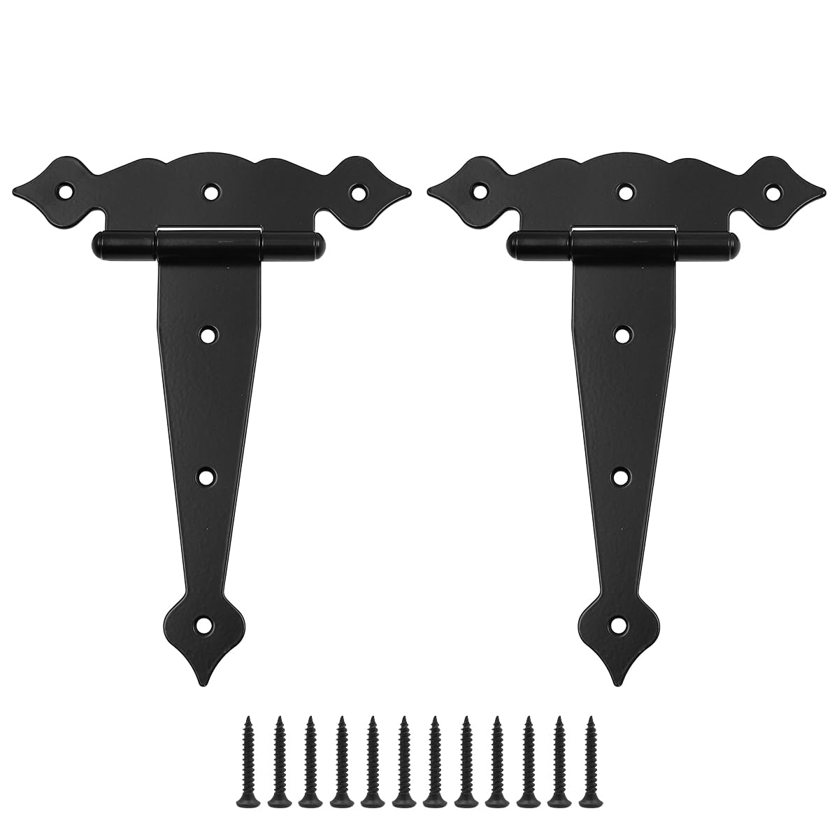 Set of 2 ZONADAH Garden Shed Door Hinge Heavy Duty T Hinge with Straps 8" Rustproof T Hinges Gate Barn Forged with Screws for Gates Sheds Doors Windows