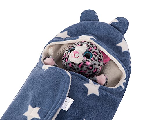 Baby Swaddle Blanket Sleep Sack, Thick Fleece Swaddling Blankets Seperated Legs Soft Warm For Bath, Air-conditioned, Autumn, Winter with Velcro, Cute Bear Ear Hood - Thumbnail 7