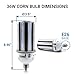 HyperSelect 36W LED Corn Light Bulb, Street and Area Light, E26 Medium Screw Base, 200 Watt Equivalent, Metal Halide Replacement, 4100 lumen, 5000K (Crystal White Glow), 360° Light, UL Listed